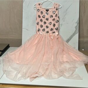 ZENZI pink dress embroidered sequins with hearts